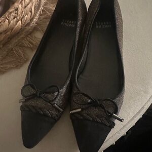 Stuart Weitzman Black and Gold Flats with Bow